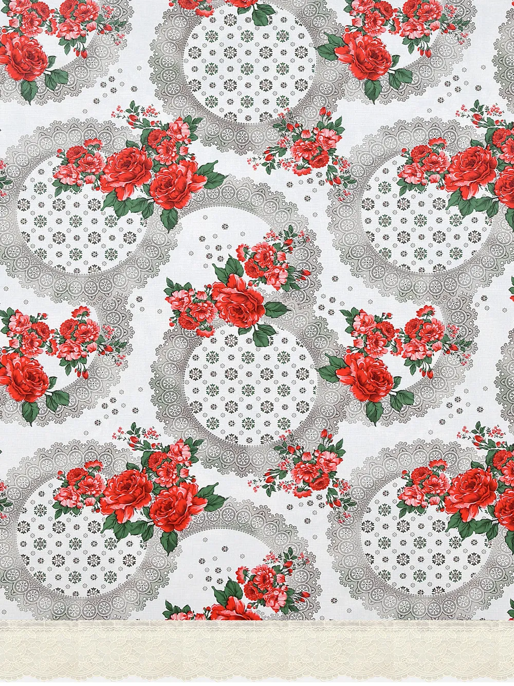 Clasiko Timeless Designer Red Rose 6-Seater Table Cover