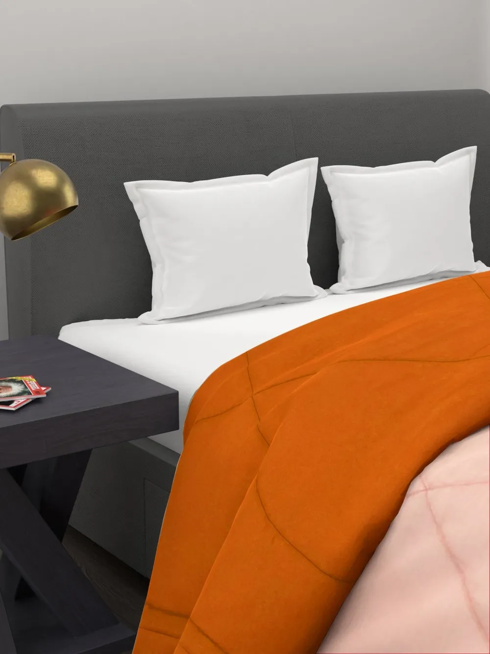 Clasiko Yellow & Cream King Size Double Bed Reversible Comforter- 220 GSM