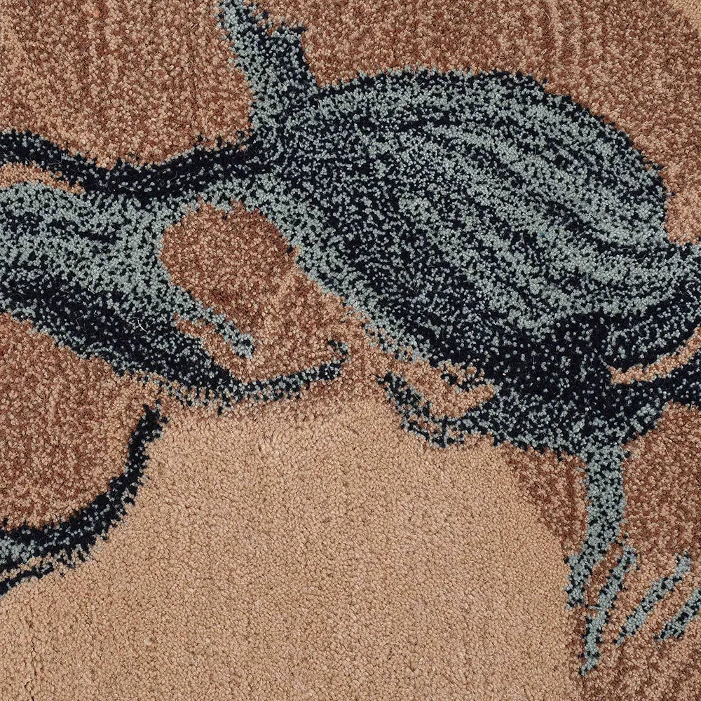 Classic Abstract Print Flat Weave Hand Tufted Blue & Beige Wool Carpet 3X5