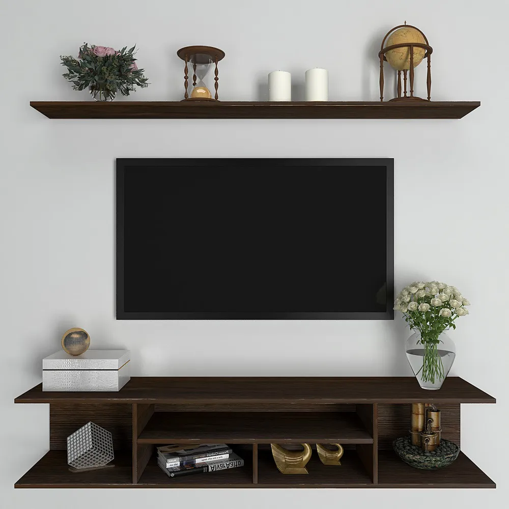 Classic African Oak Walnut Wooden Tv Unit
