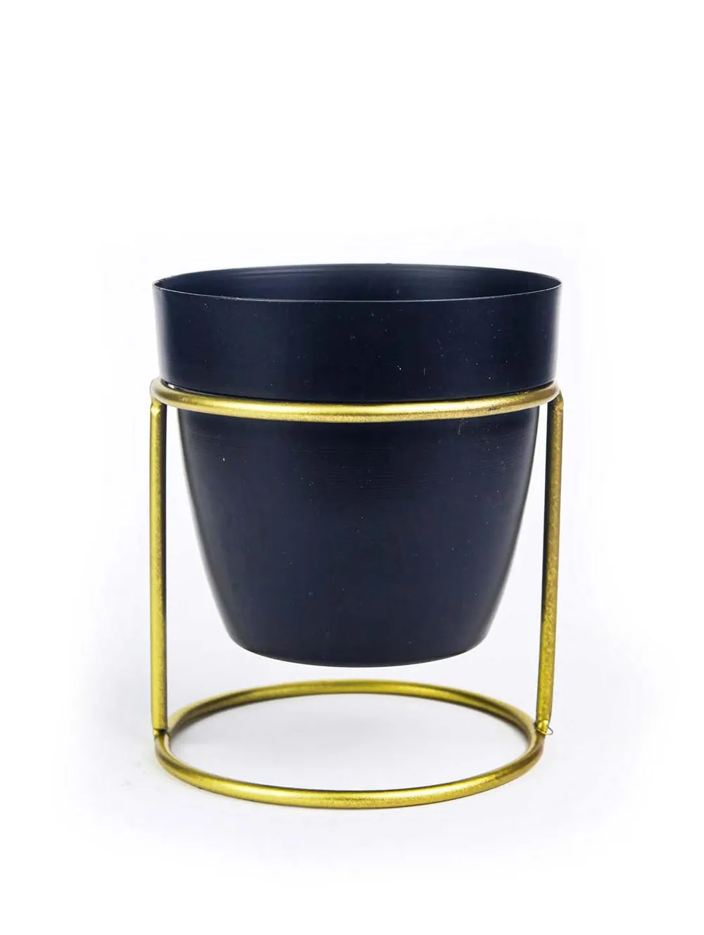 Classic Black and Gold Toned Resilient Metal Planter Stand Set Of 1 Single Piece