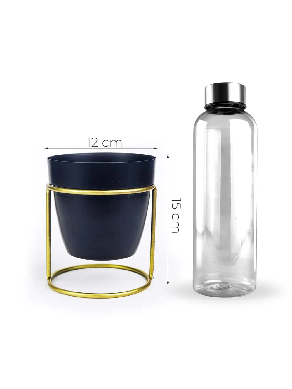 Classic Black and Gold Toned Resilient Metal Planter Stand Set Of 1 Single Piece