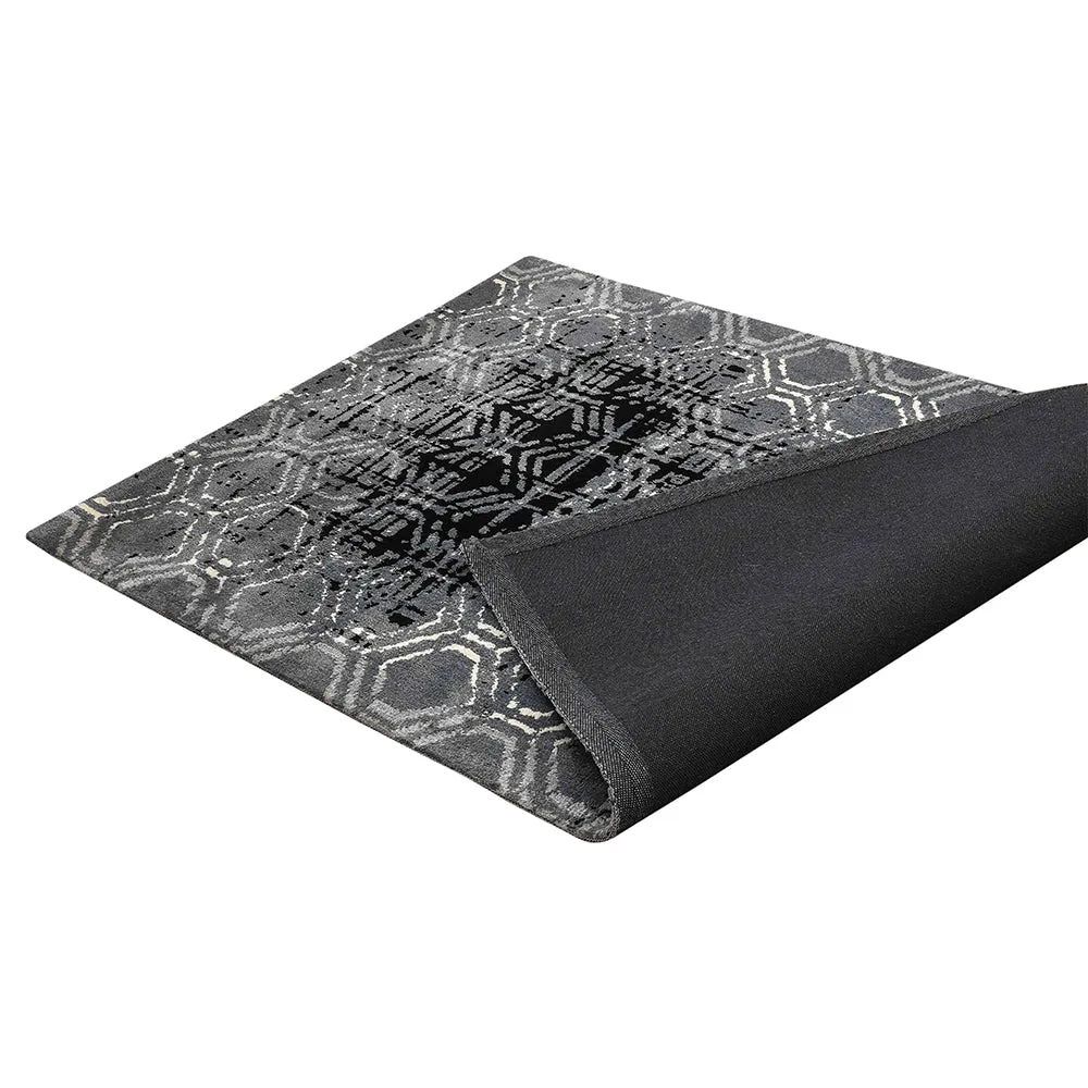 Classic Black and Grey Geometric Print Polyester Carpet for Living Room 2X5