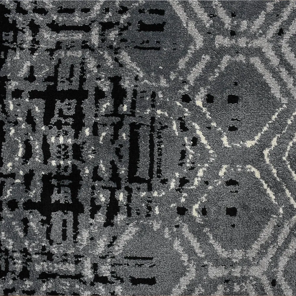Classic Black and Grey Geometric Print Polyester Carpet for Living Room 2X5