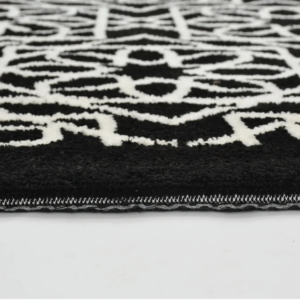 Classic Black and Grey Geometric Print Polyester Carpet for Living Room 2X5