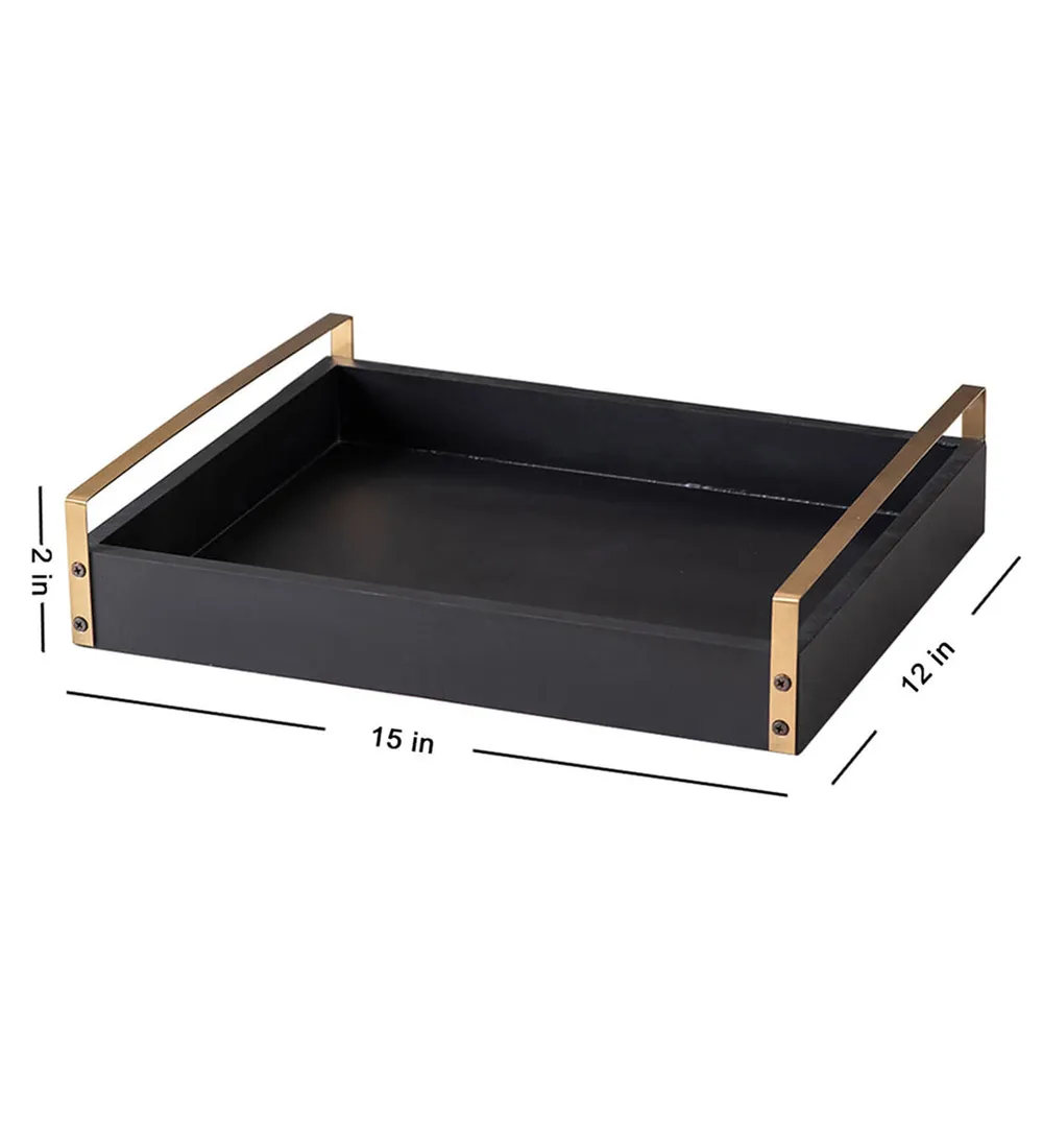 Classic Black MDF Wood Serving Tray
