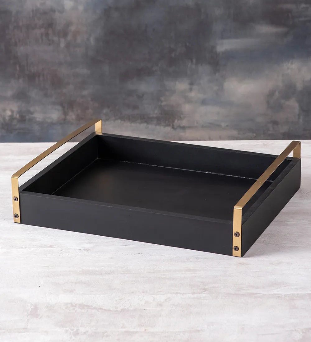 Classic Black MDF Wood Serving Tray