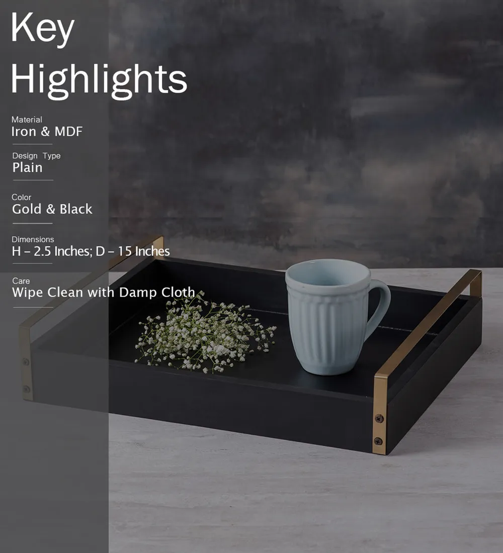 Classic Black MDF Wood Serving Tray