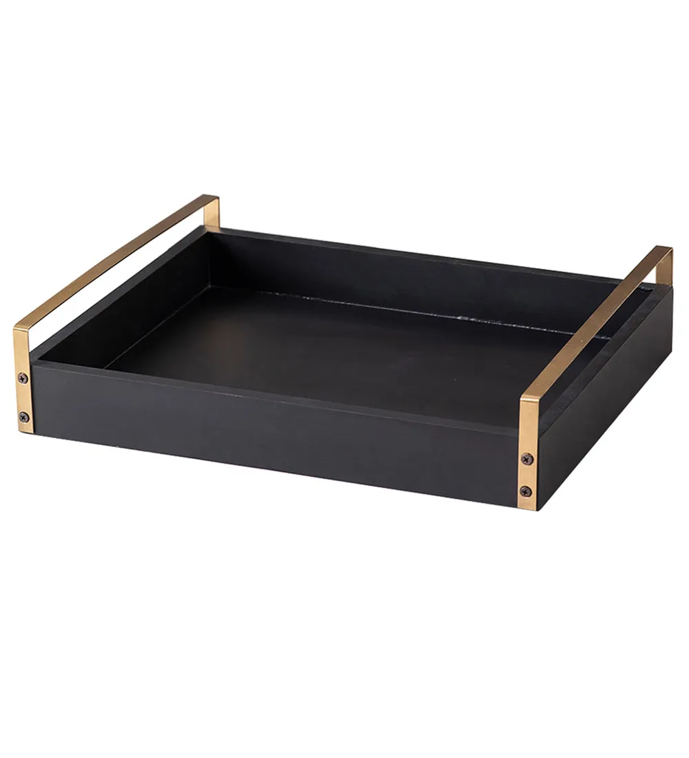 Classic Black MDF Wood Serving Tray