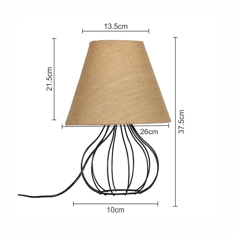 Classic Black Metal Cage Table Lamp with Shade