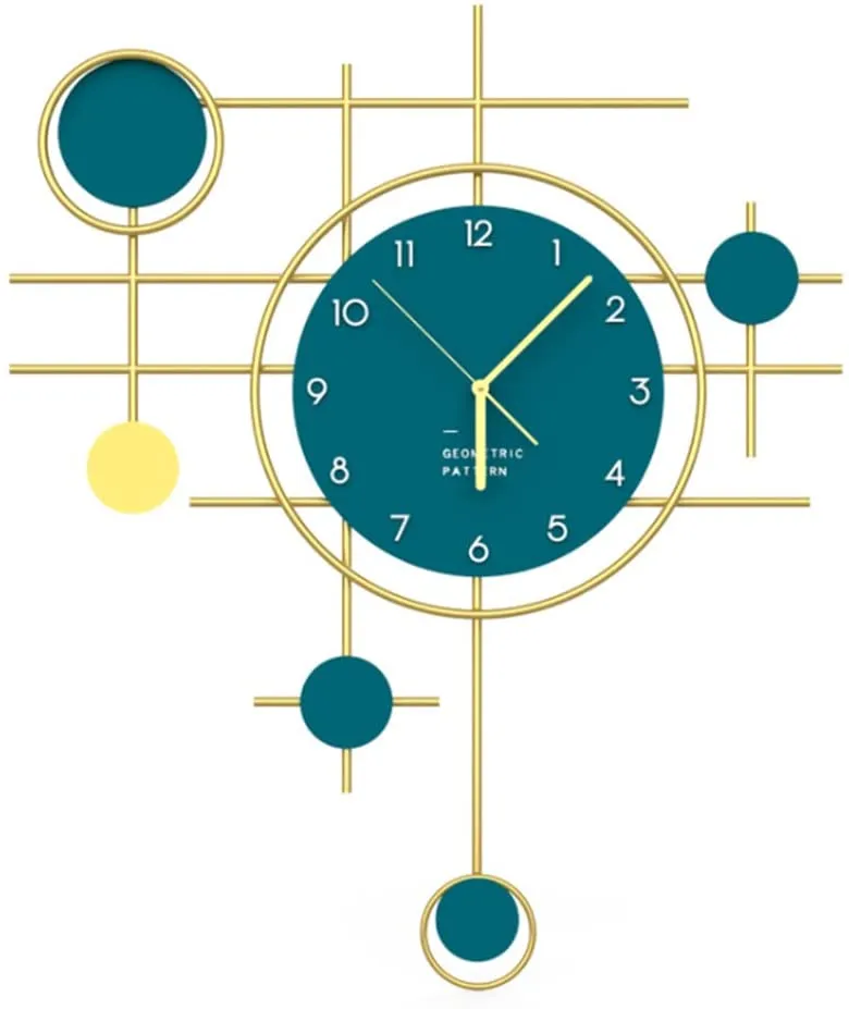 Classic Blue &amp; Golden Ornate Metal Wall Clock