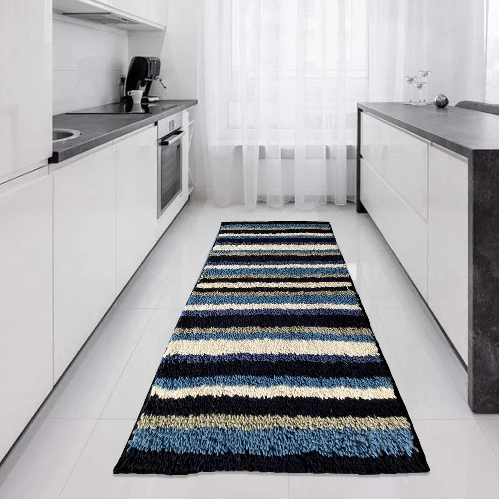 Classic Blue Shade Handtufted Cotton Runner