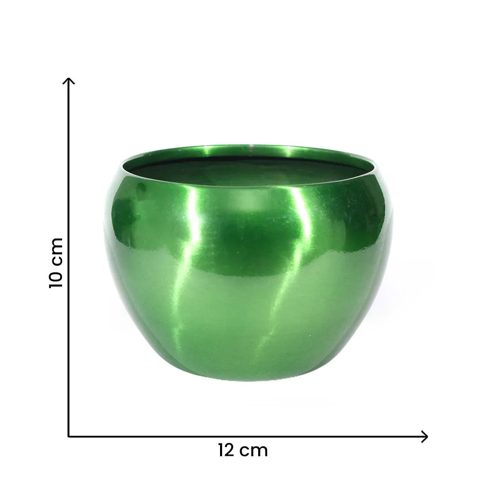 Classic Bright Green Resilient Metal Plant Pot Set Of 1