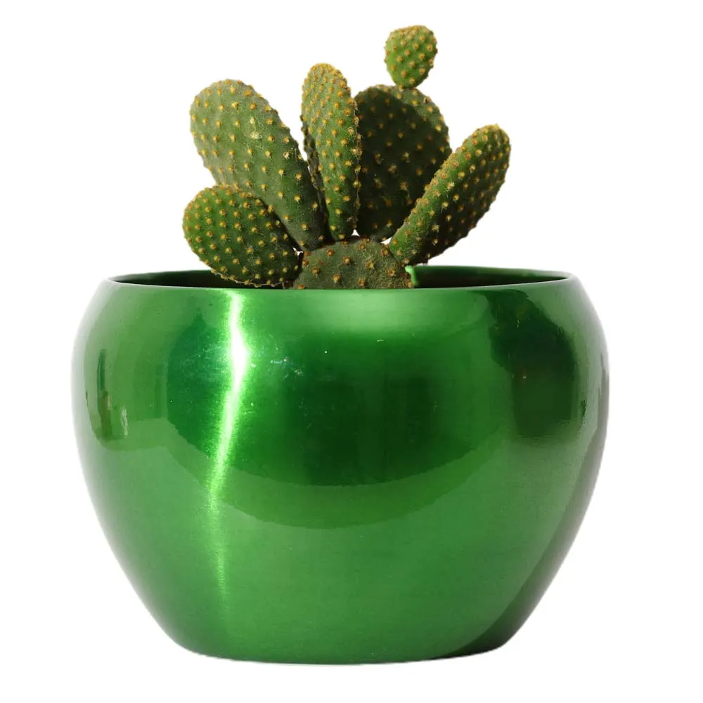 Classic Bright Green Resilient Metal Plant Pot Set Of 1