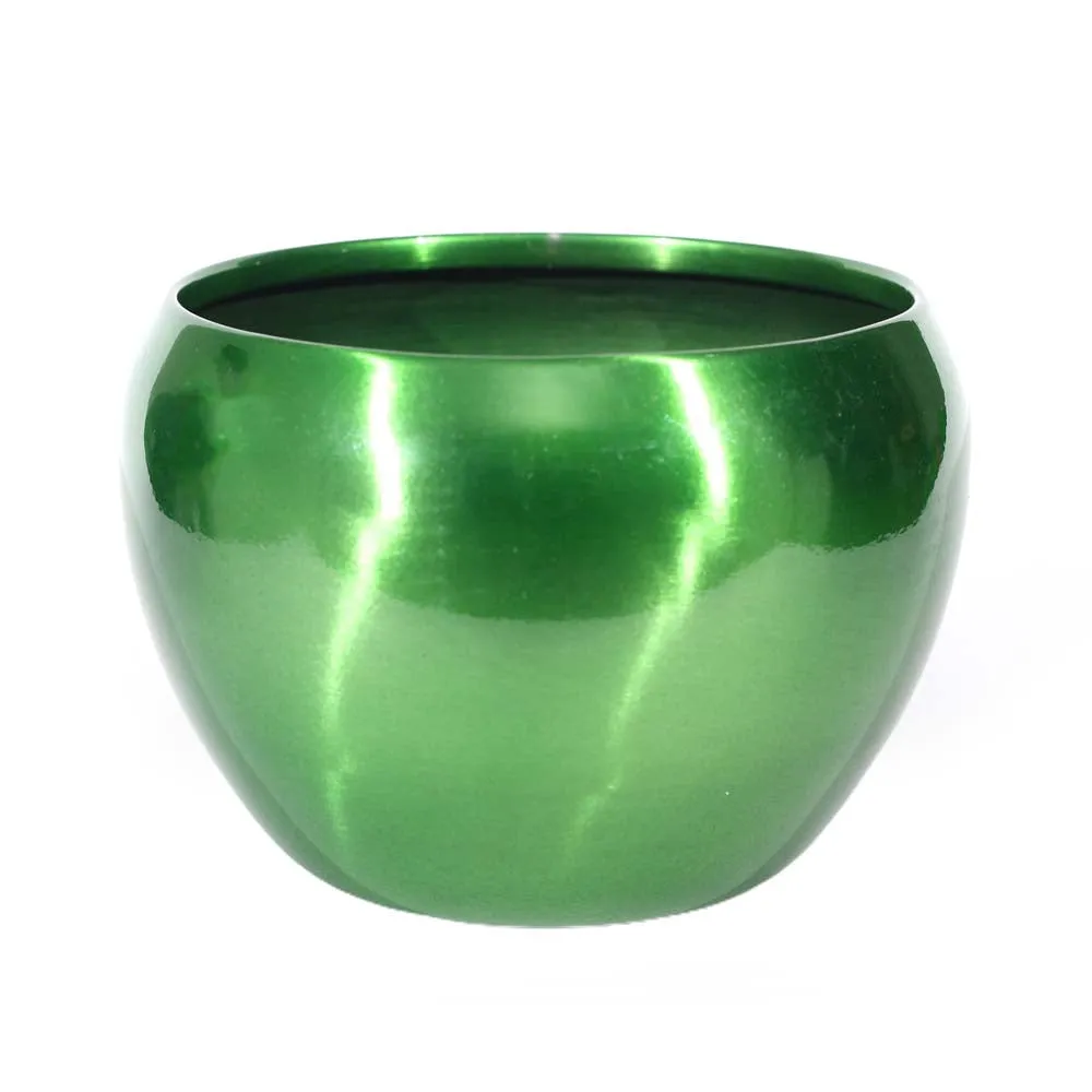 Classic Bright Green Resilient Metal Plant Pot Set Of 1