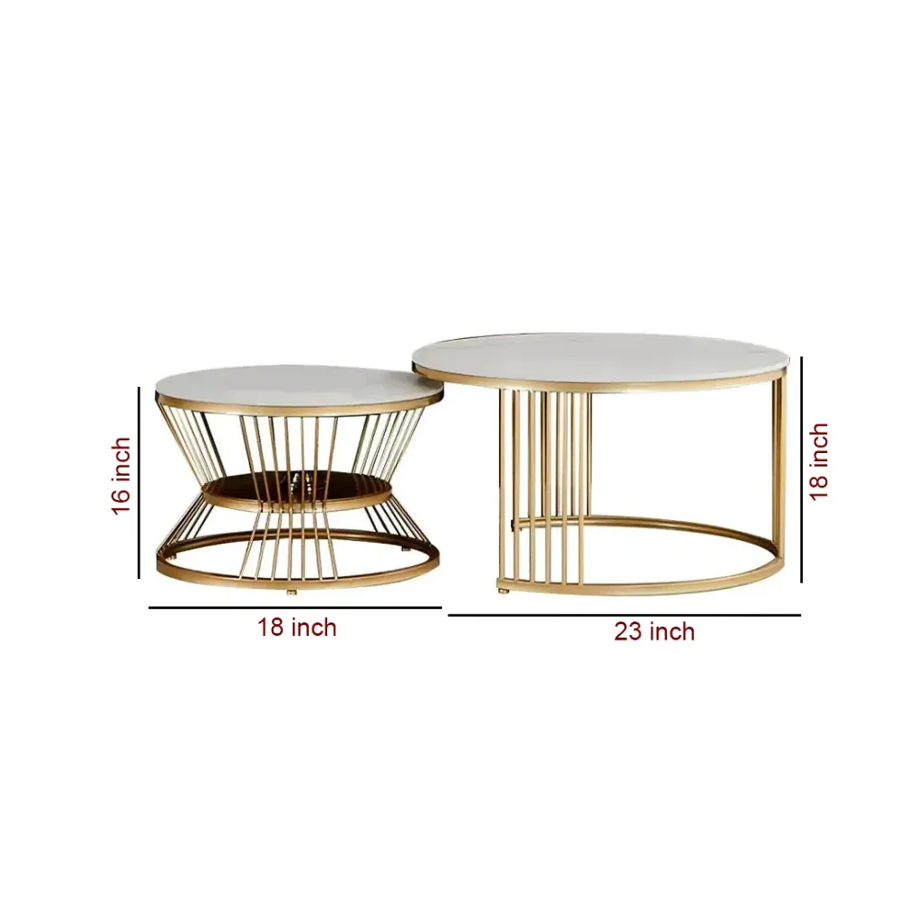 Classic Complementing Golden Coffee Table (Set of 2)