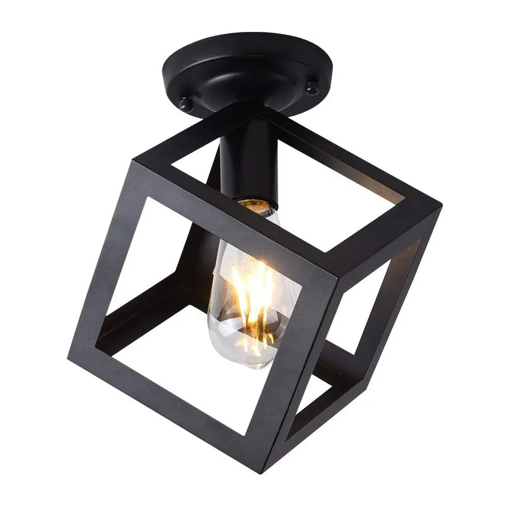 Classic Cubic Black Framed Wall Sconce