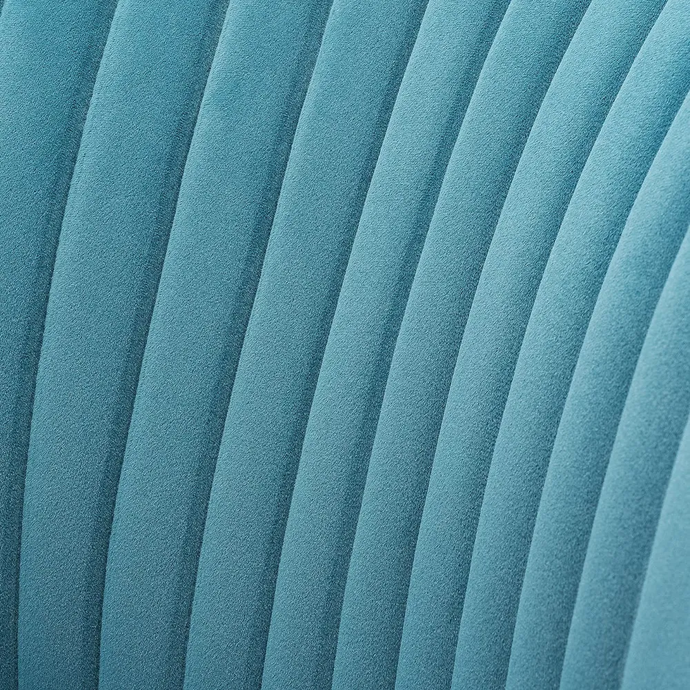 Classic Curved Back Blue Velvet Lounge Chair Single Piece