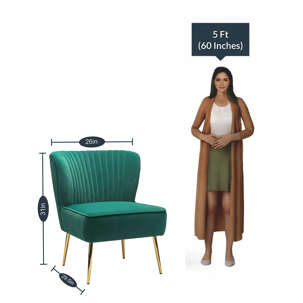 Classic Curved Back Teal Velvet Lounge Chair