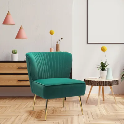 Classic Curved Back Teal Velvet Lounge Chair