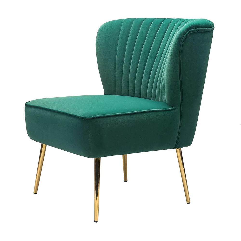 Classic Curved Back Teal Velvet Lounge Chair