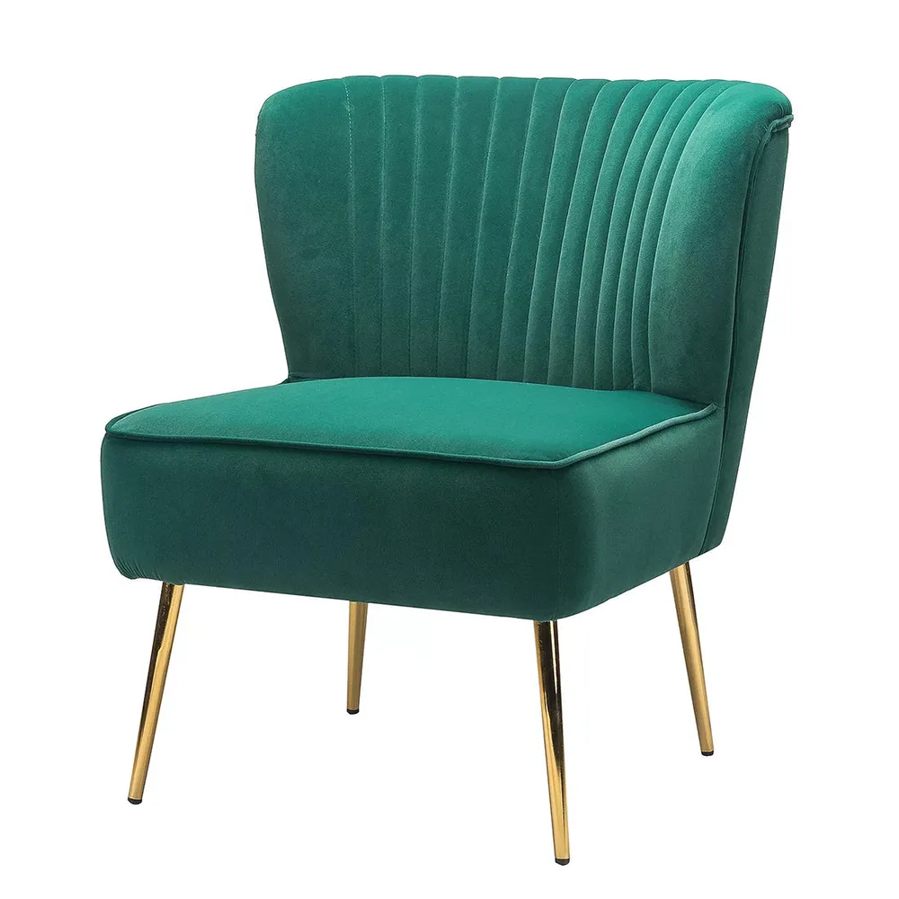 Classic Curved Back Teal Velvet Lounge Chair