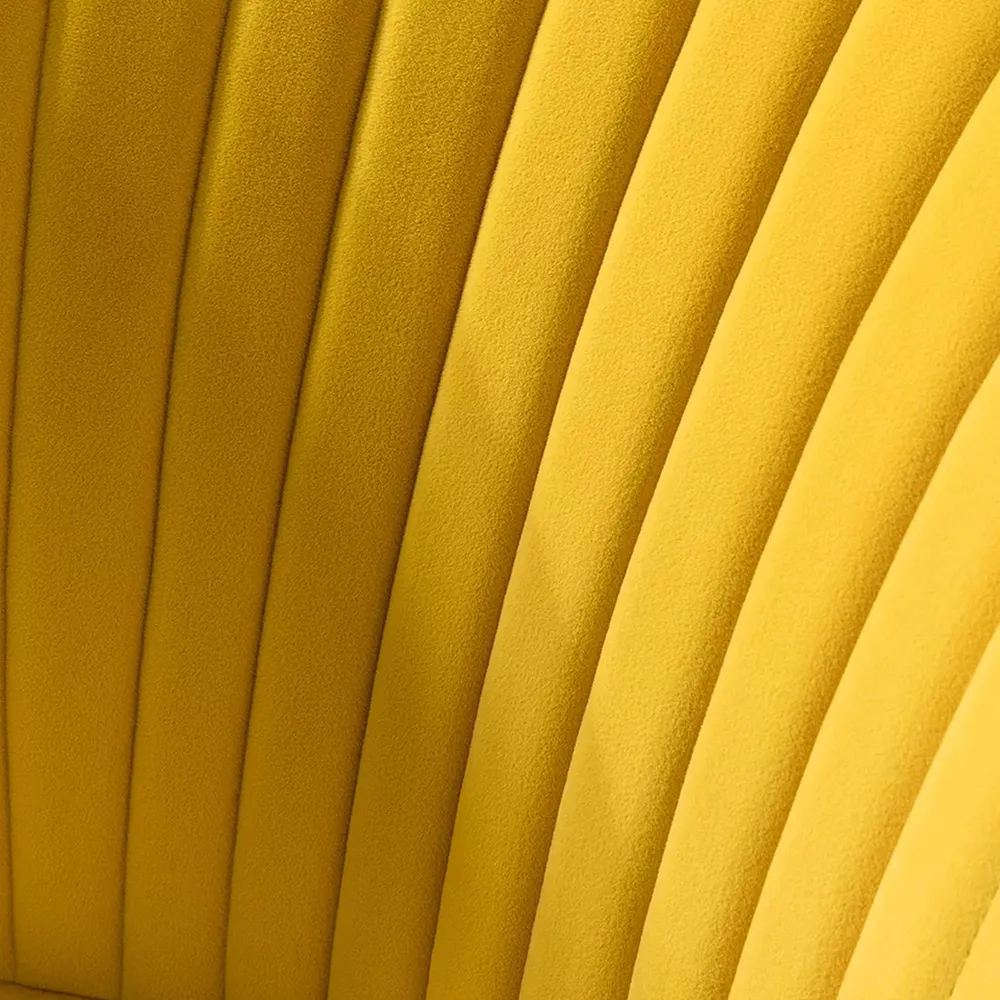 Classic Curved Back Yellow Velvet Lounge Chair Single Piece