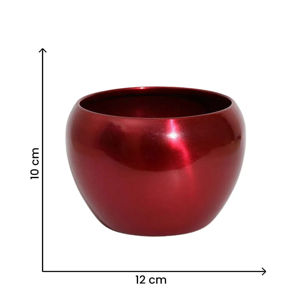Classic Dark Red Resilient Metal Plant Pot Set Of 1