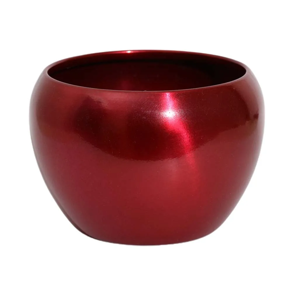 Classic Dark Red Resilient Metal Plant Pot Set Of 1