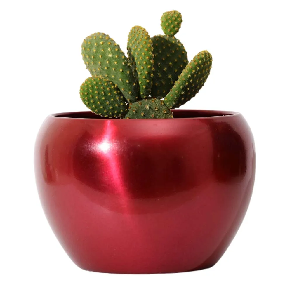 Classic Dark Red Resilient Metal Plant Pot Set Of 1