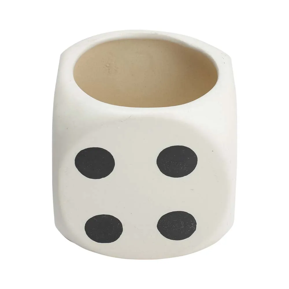 Classic Dice Shaped Black & White Ceramic Planters Set Of 2