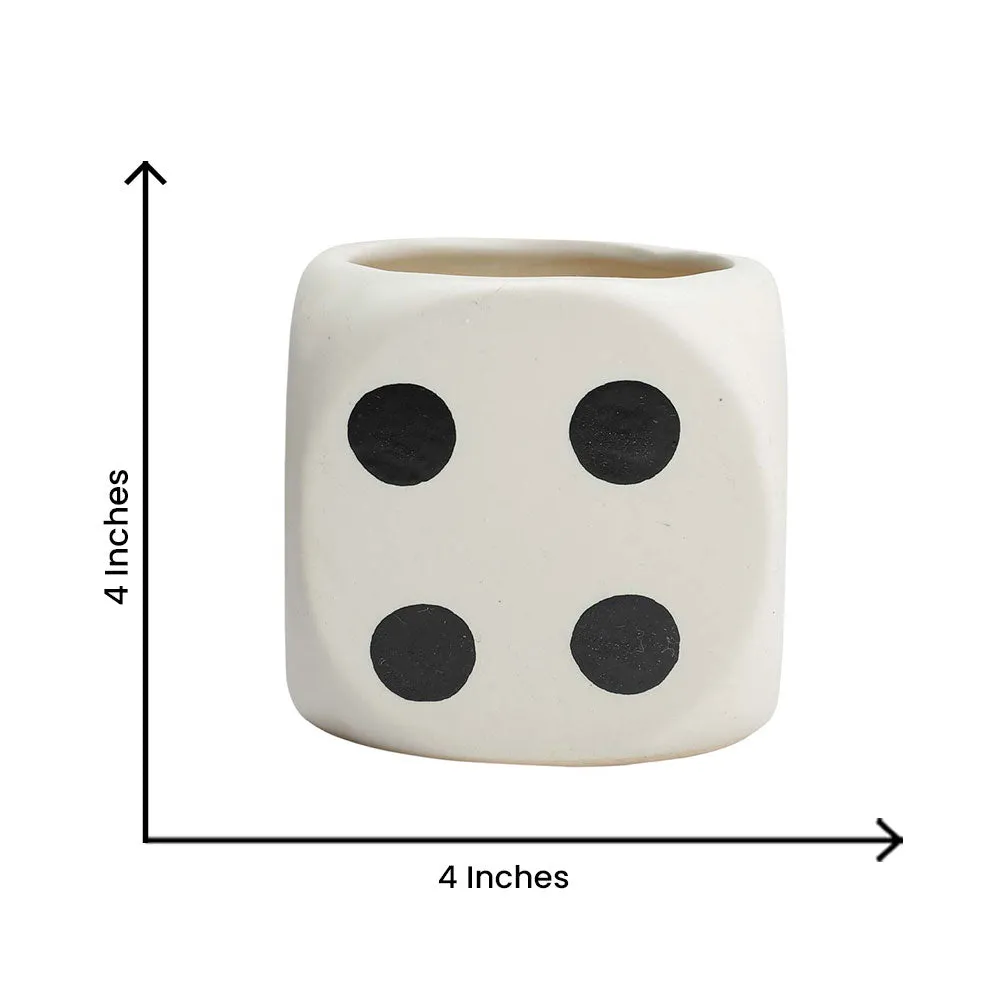 Classic Dice Shaped Black & White Ceramic Planters Set Of 2