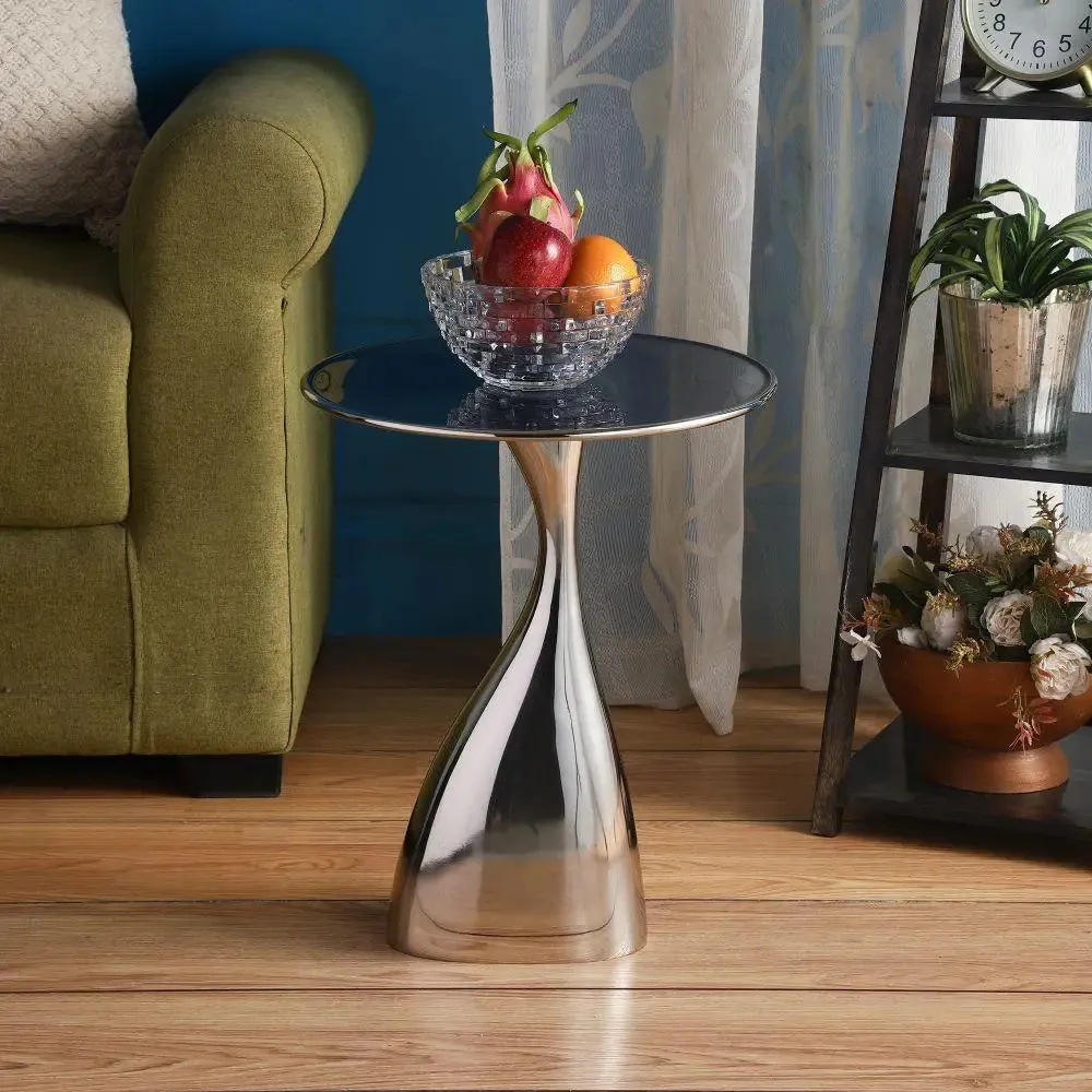 Classic Ernest Table/ Side Table in Blue Enamel Silver Finish