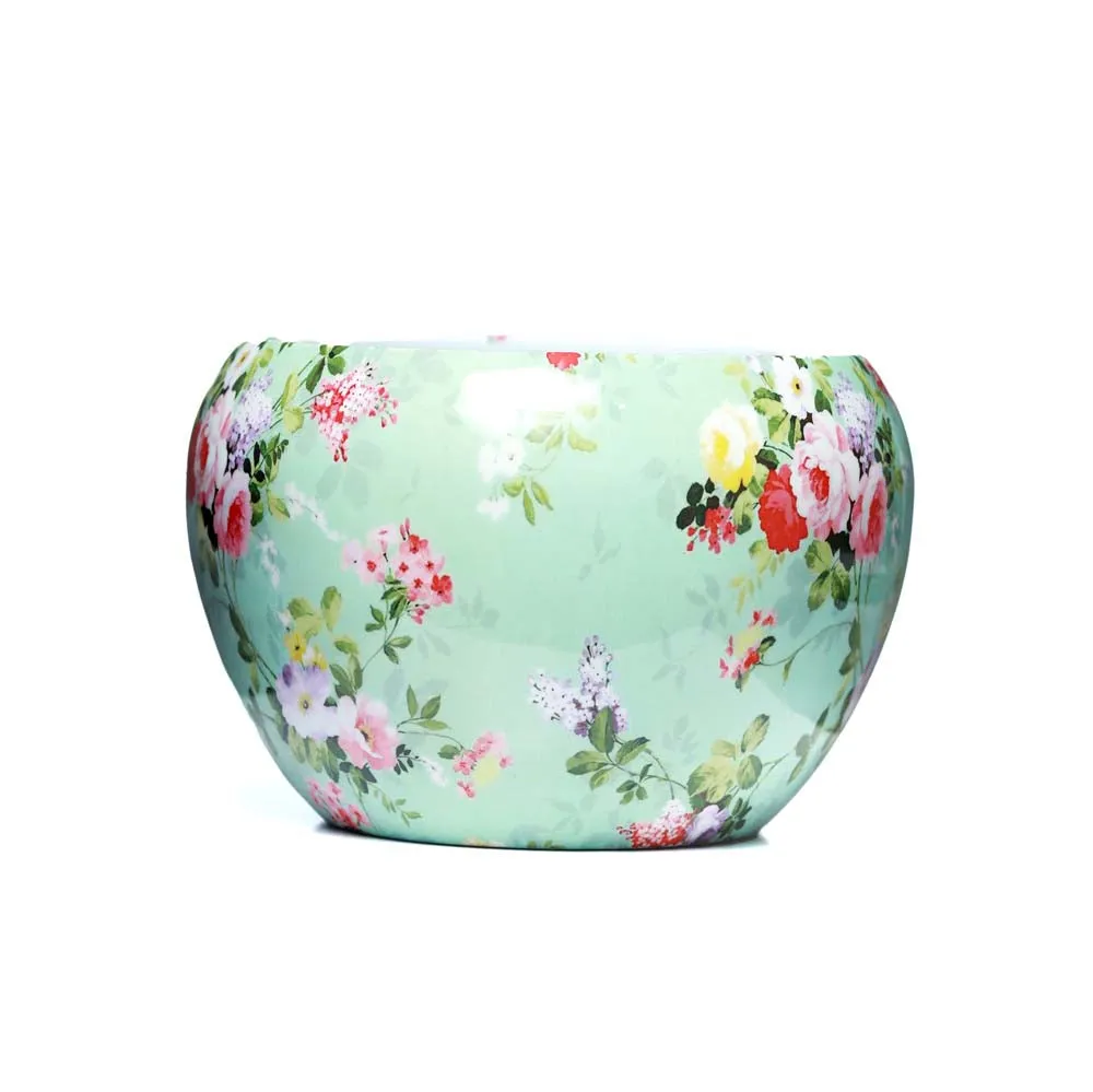 Classic Floral Green Resilient Metal Planter Stand Set of 2