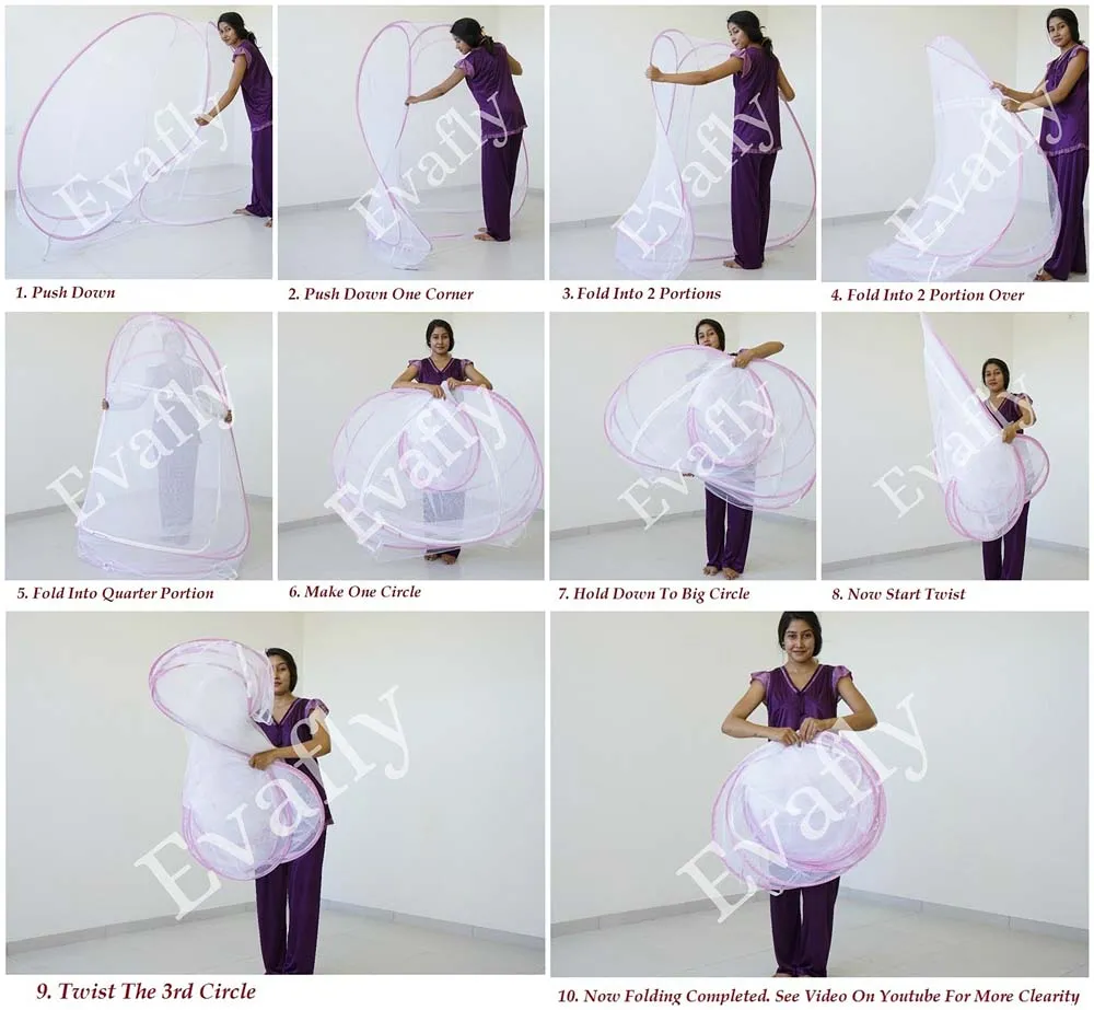 Classic Foldable Single Bed Pink Polyester Mosquito Net