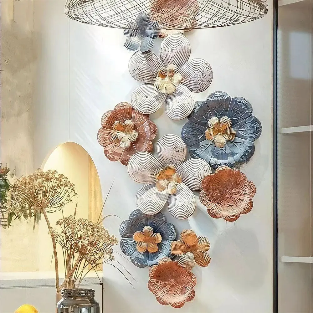 Classic Gray And White Floral Metal Wall Art Decor