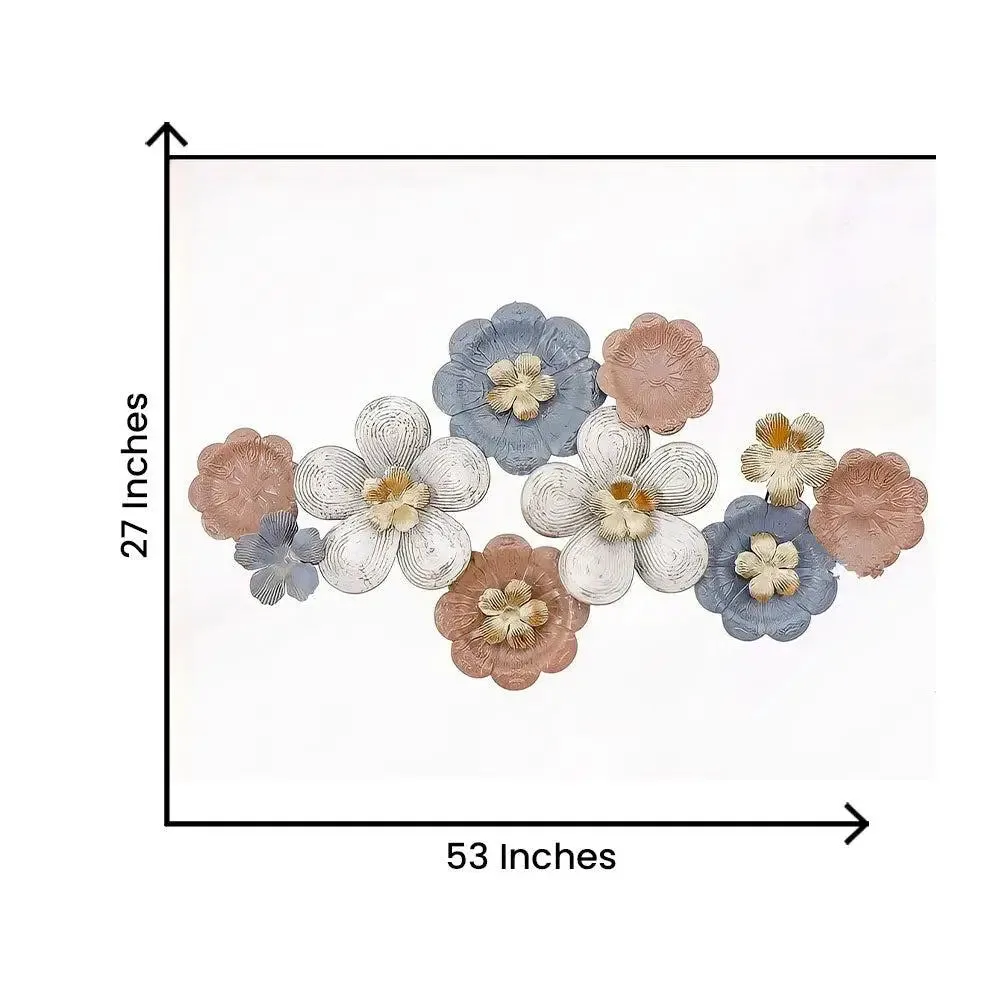 Classic Gray And White Floral Metal Wall Art Decor