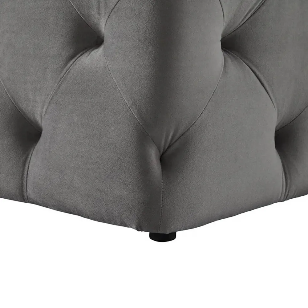 Classic Grey Resilient & Super Soft Luxurious Tufted Velvet Upholstered Bench