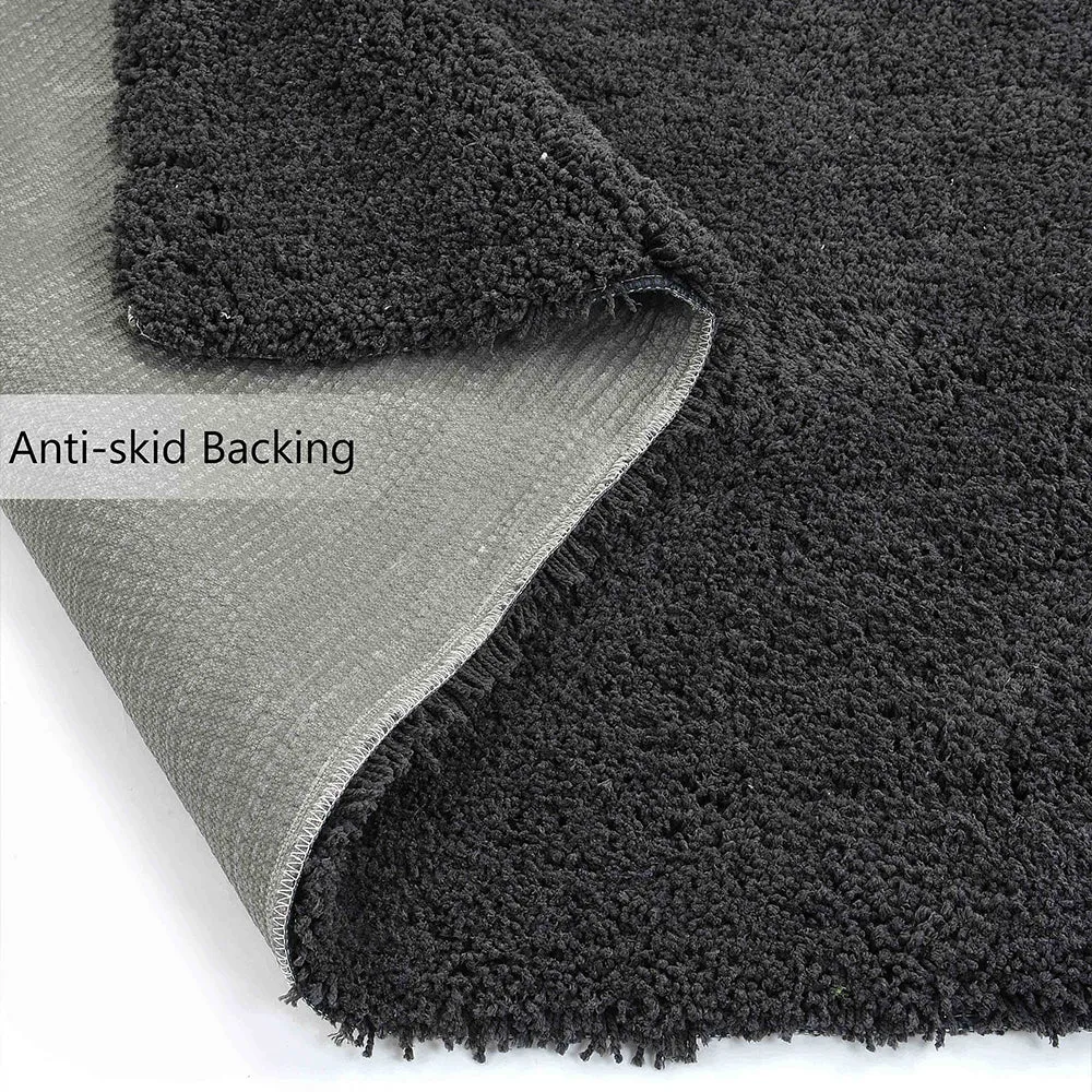 Classic Grey Solid Soft Feel Anti-Skid 100% Cotton Carpet 2X5