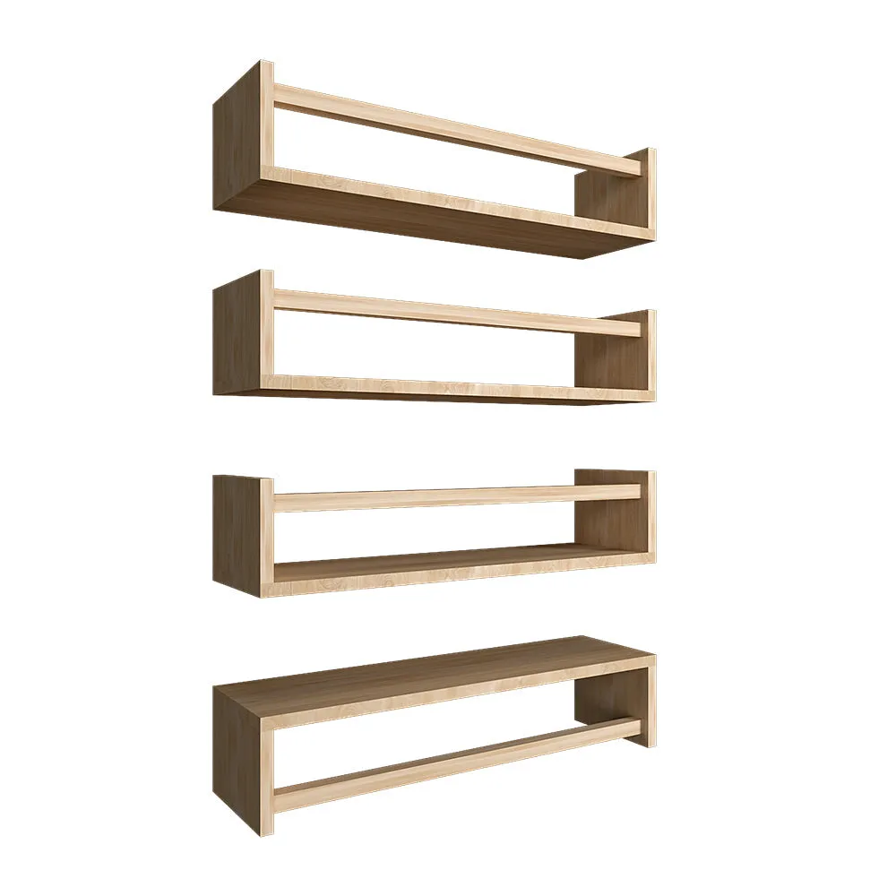 Classic Horizontal Oak Finish Wall Shelf