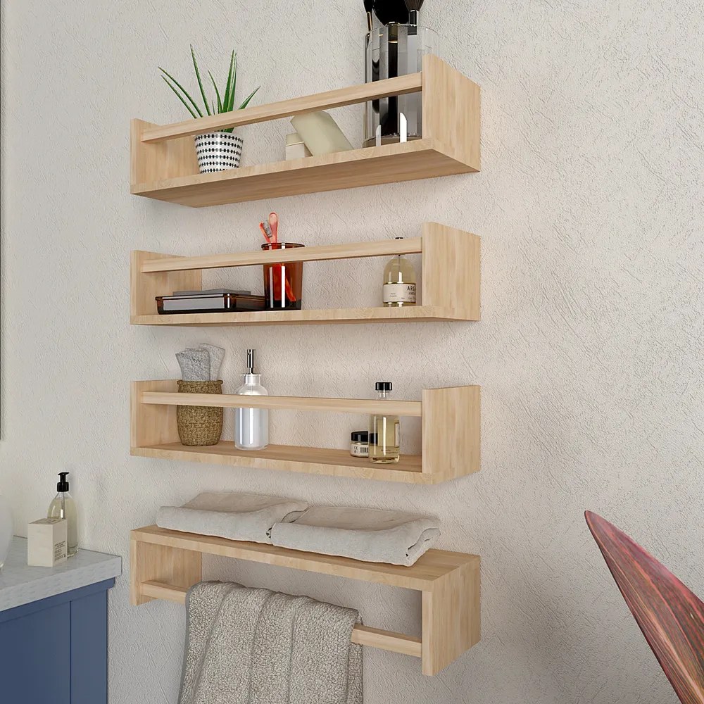 Classic Horizontal Oak Finish Wall Shelf