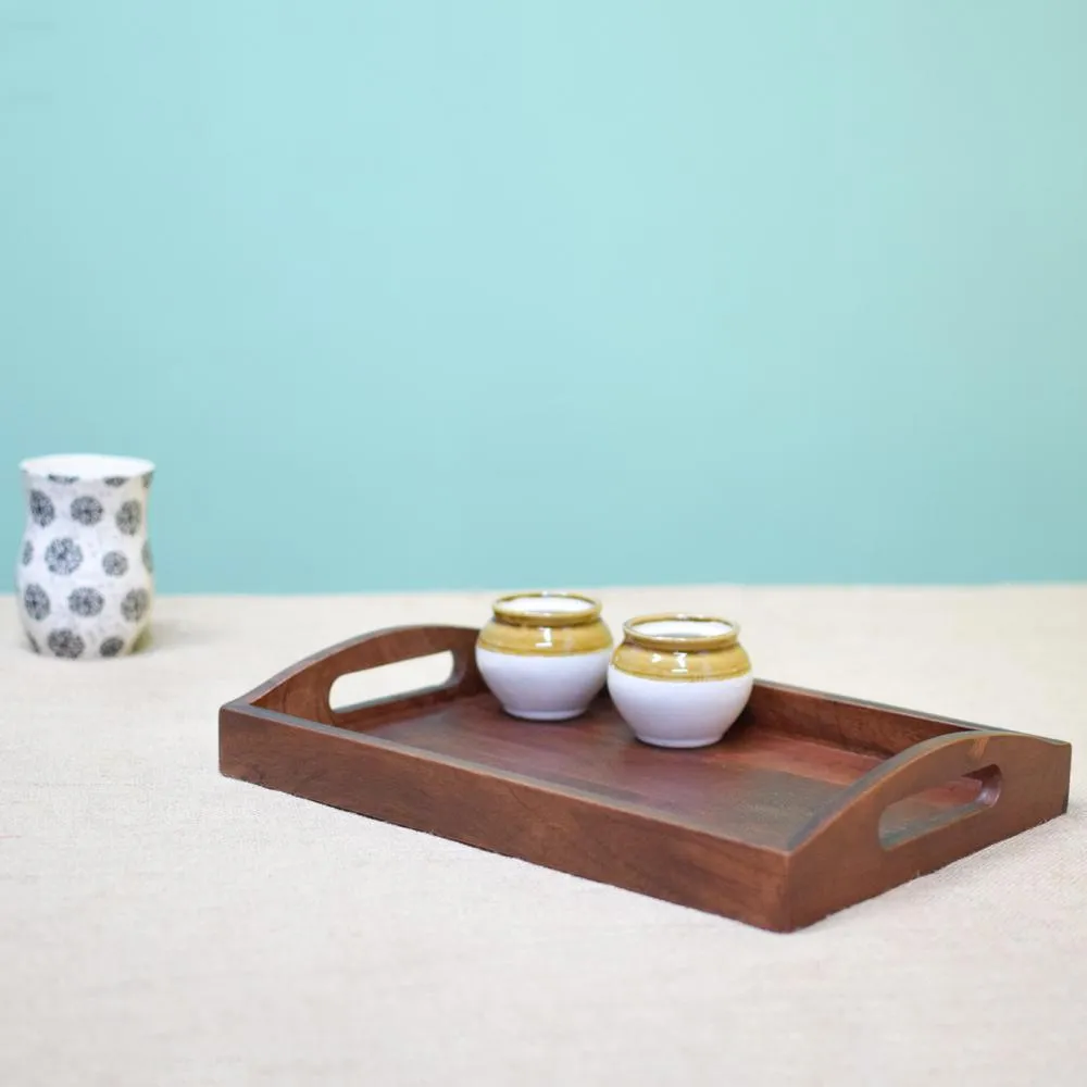 Classic Mahagony Wooden Serving Tray Small