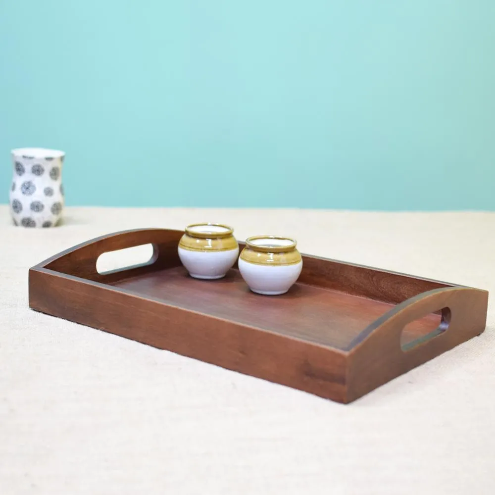 Classic Mahagony Wooden Serving Tray Small