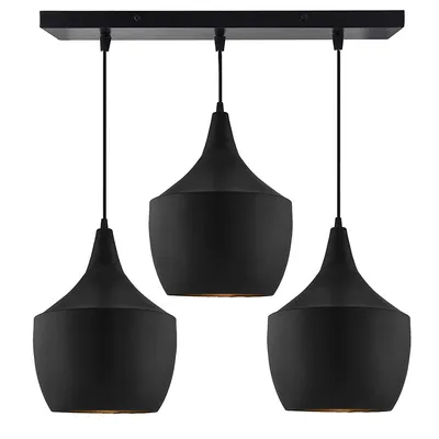 Classic Matte Black Finish Square Top Cluster Ceiling Light (Bulb not included)