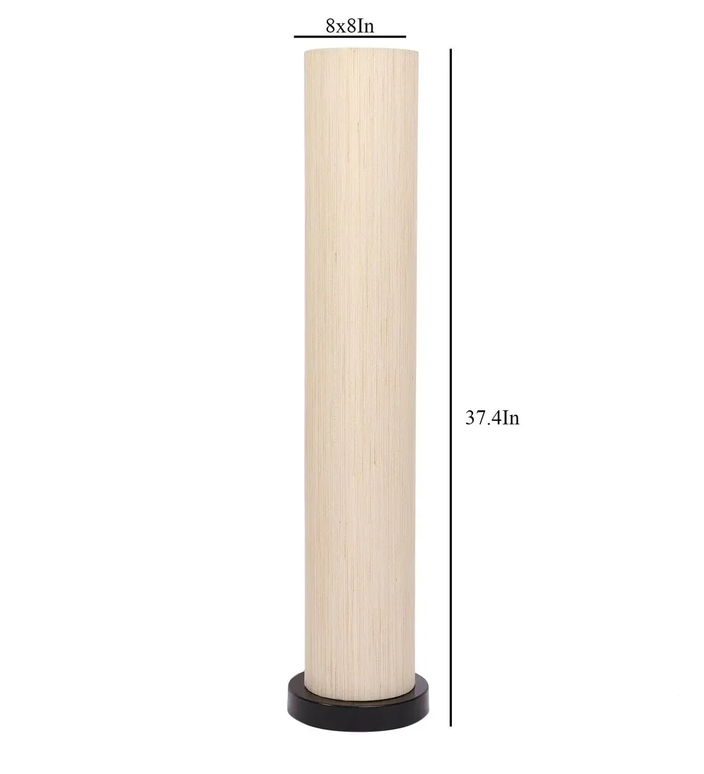 Classic Off-White Khadi Cotton Iron Floor Lamp