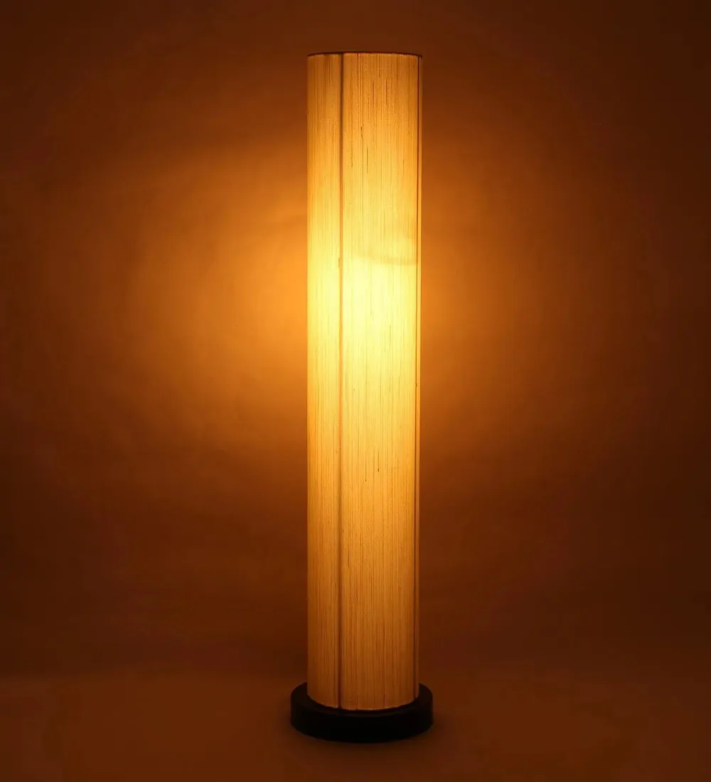 Classic Off-White Khadi Cotton Iron Floor Lamp