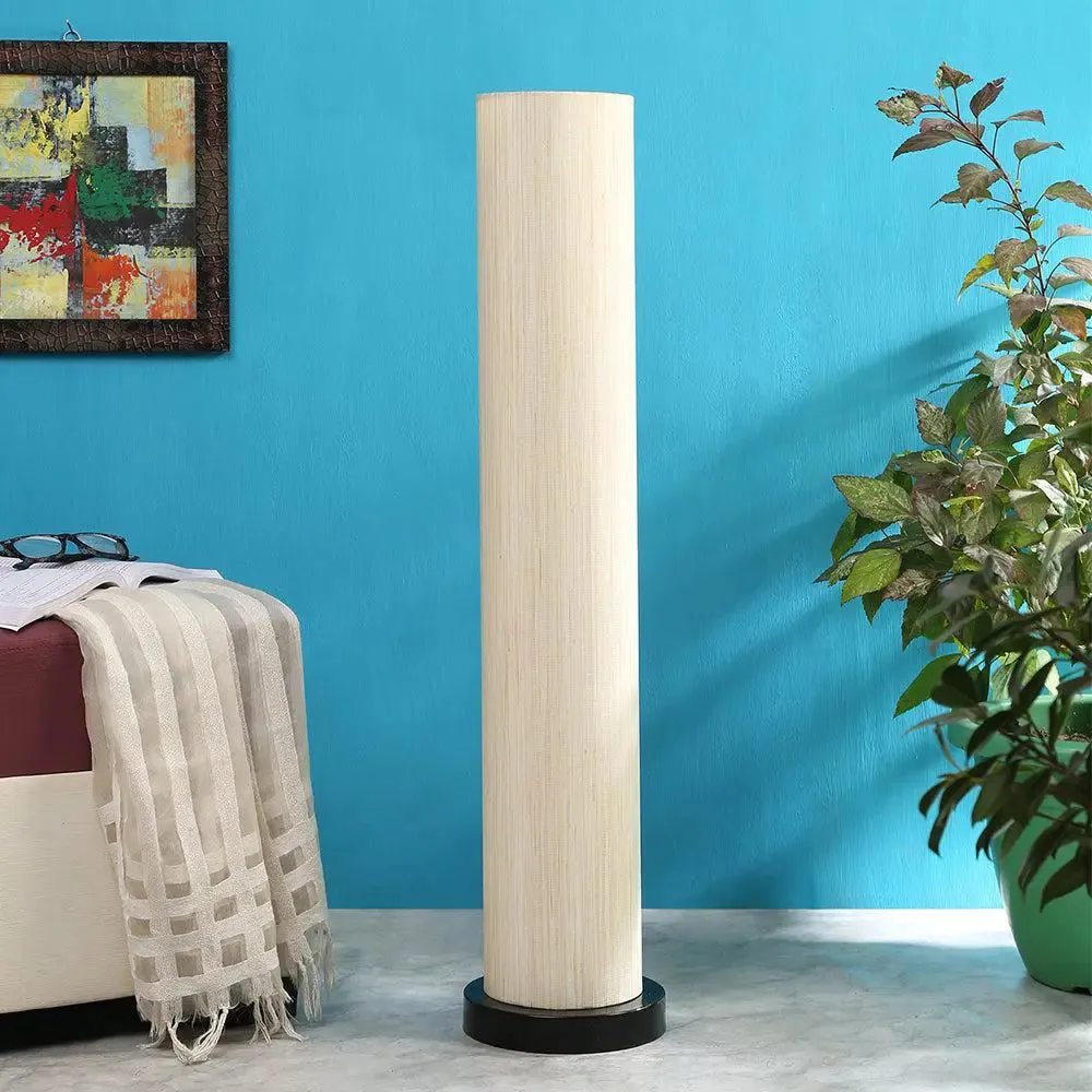 Classic Off-White Khadi Cotton Iron Floor Lamp