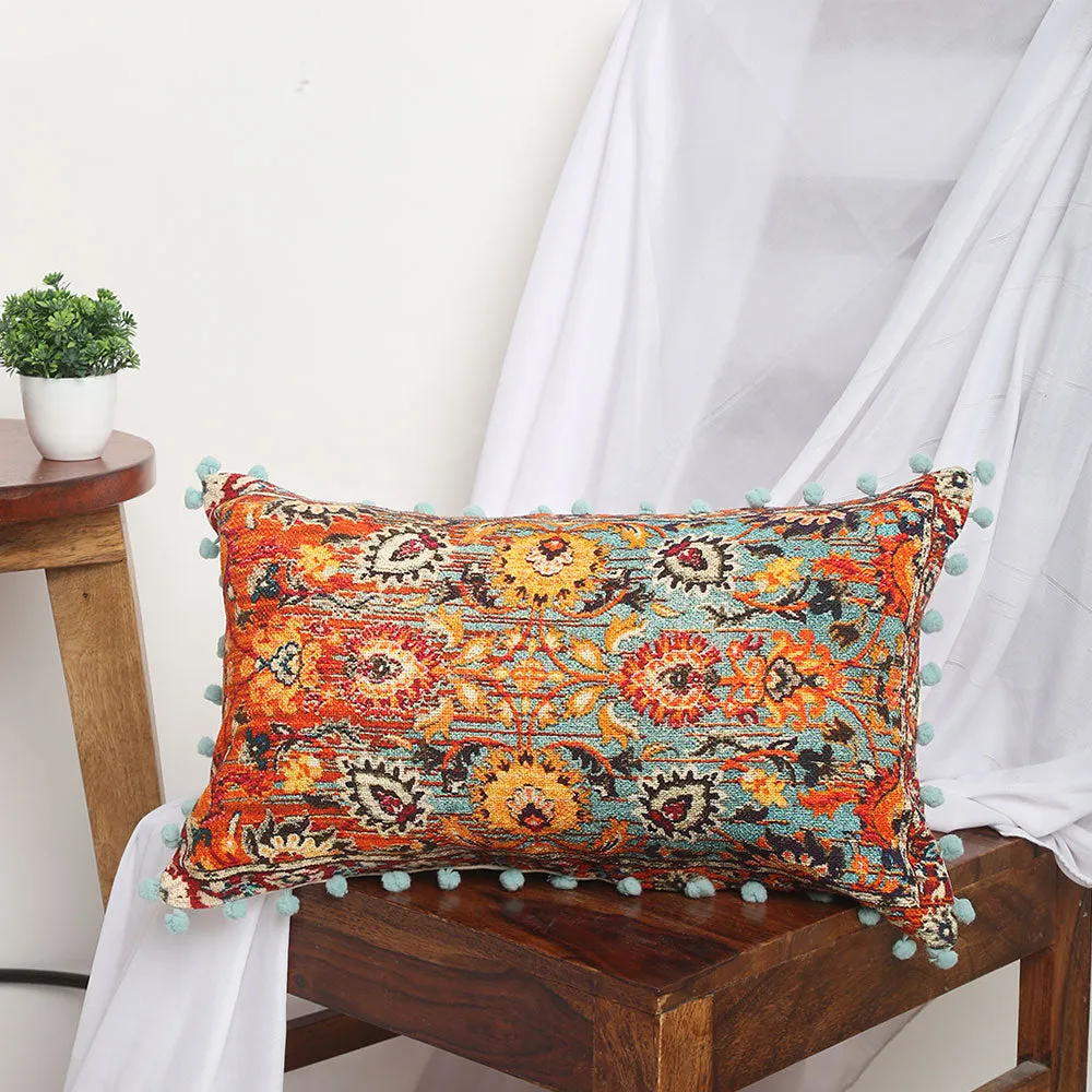 Classic Orange Bakhtiari Royal Printed 100% Cotton Cushion Cover Set Of 1