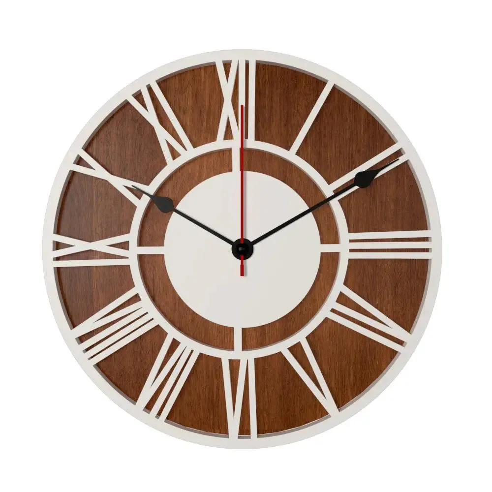 Classic Roman Number Dual Layer Wooden Wall Clock