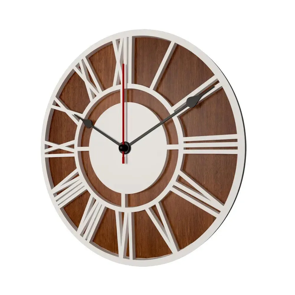 Classic Roman Number Dual Layer Wooden Wall Clock